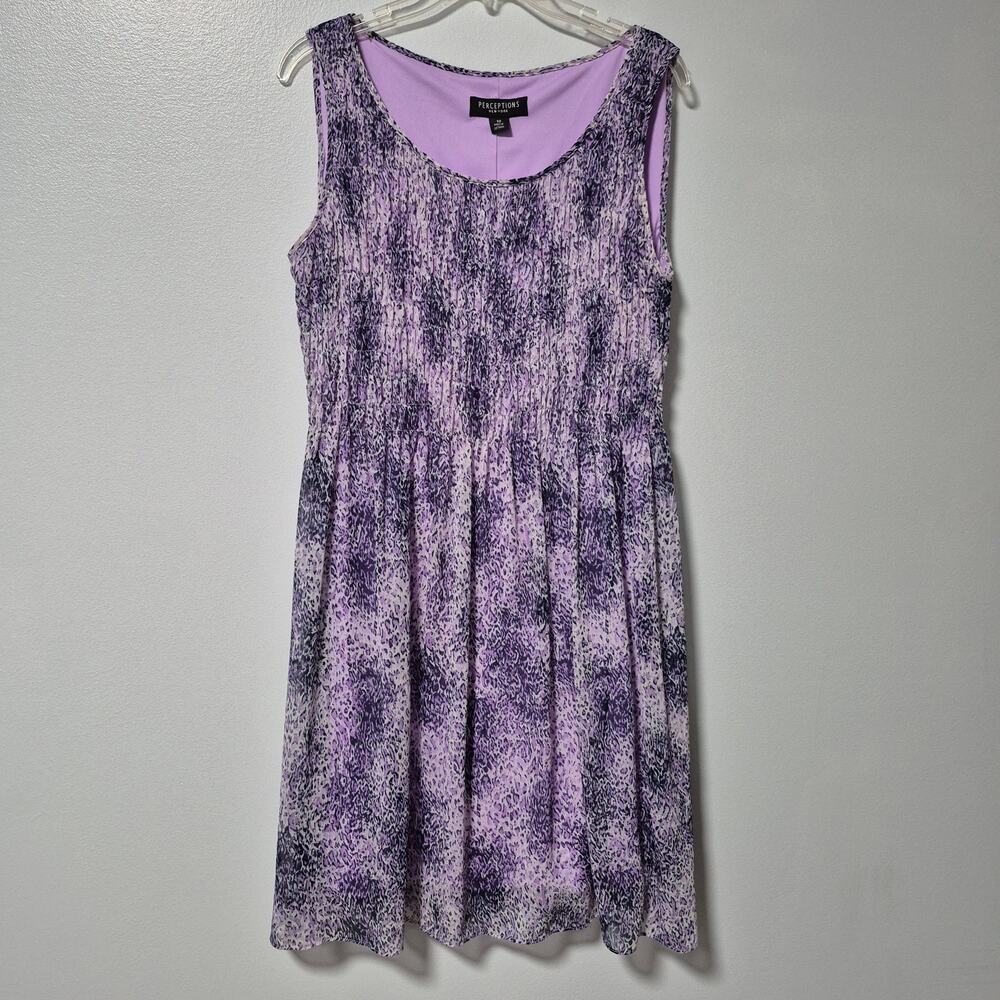 Perceptions New York Sleeveless Dress Lavender Purple Semi-sheer Women Size 12